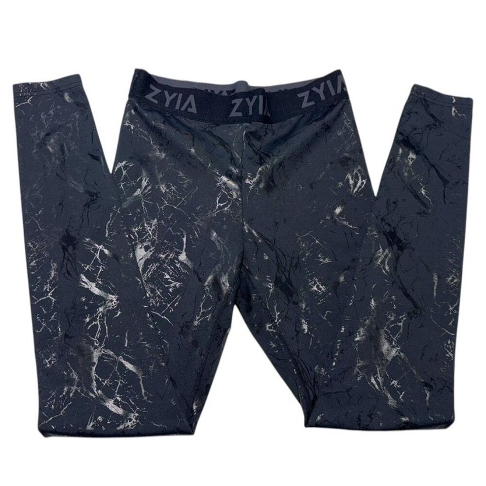 Zyia Black Embossed Leggings Size 8-10